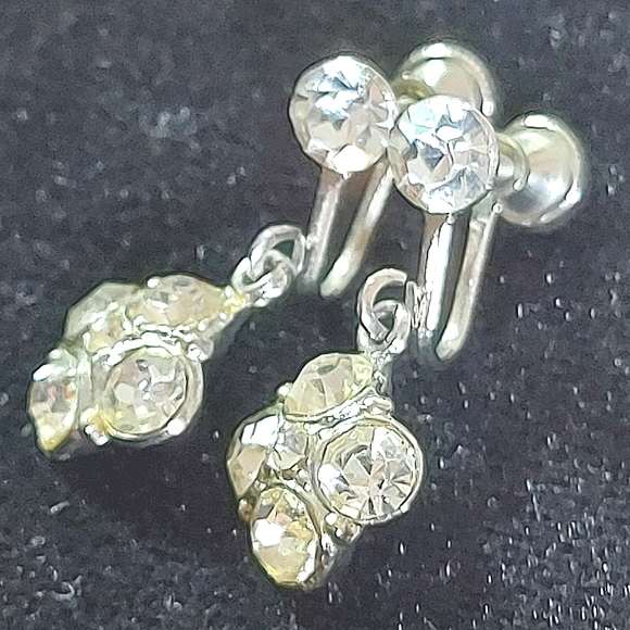 3 for$25- Vintage Crystal Drop Earrings with Screw Backs - Picture 4 of 9